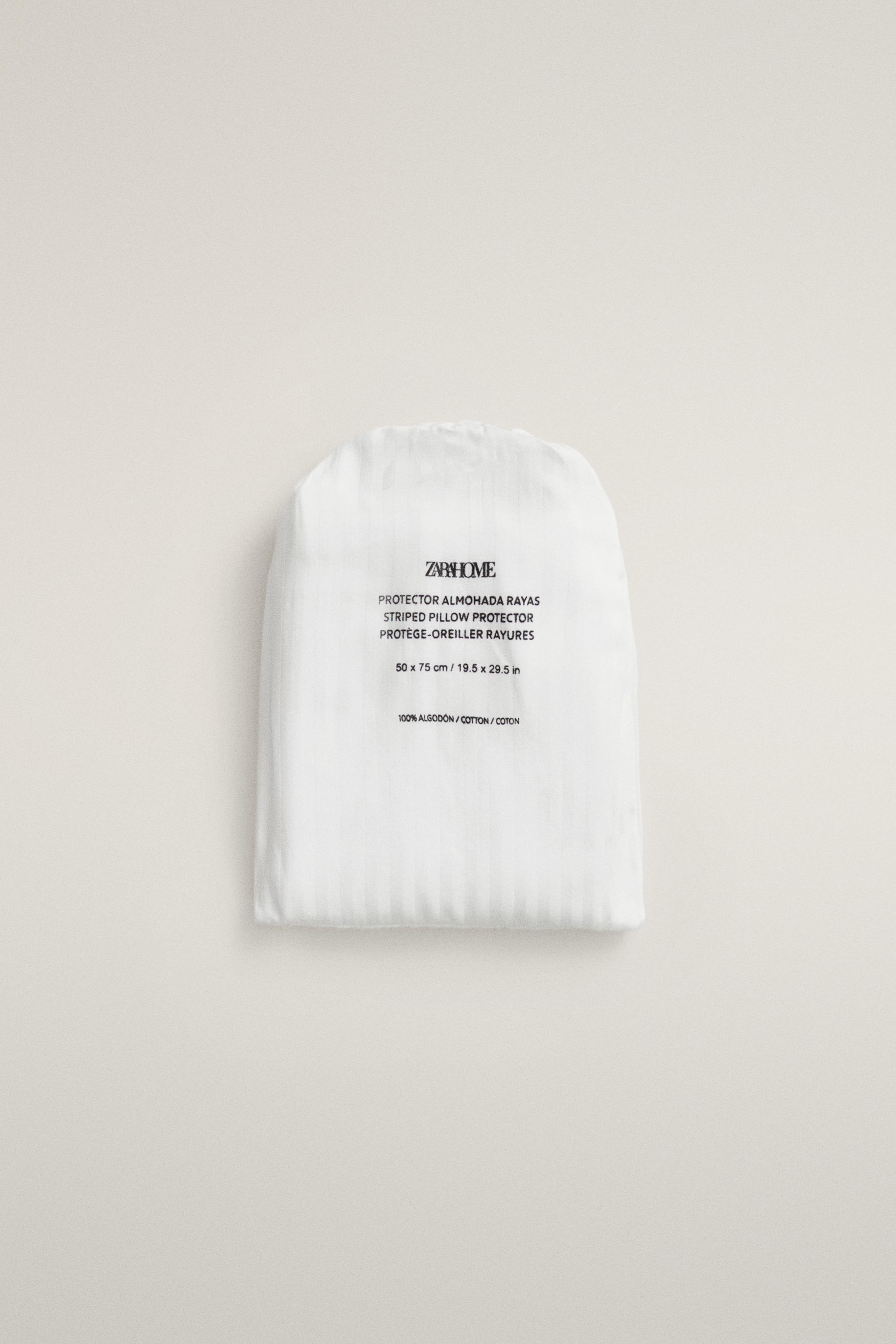STRIPED COTTON PILLOW PROTECTOR